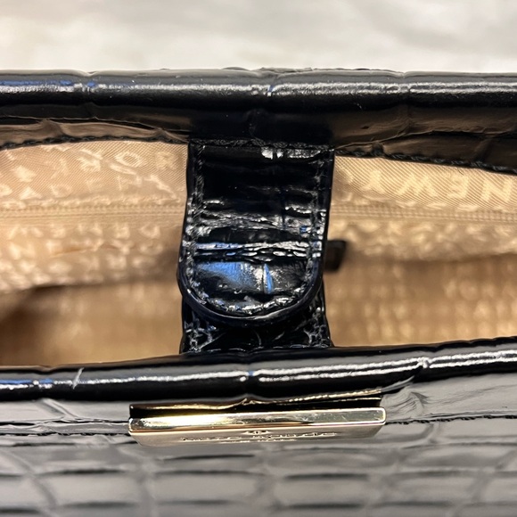 kate spade Black Croc-Embossed Patent Leather Satchel - Picture 5 of 10
